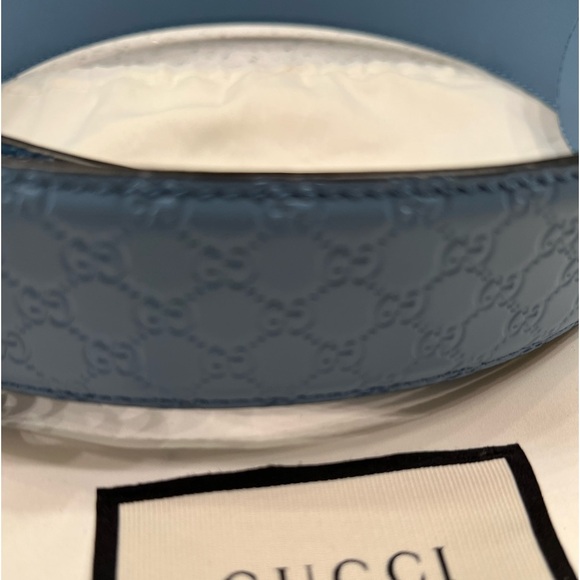 Gucci Microguccisima Signature Leather Mineral Blue Belt 70 - Picture 3 of 7